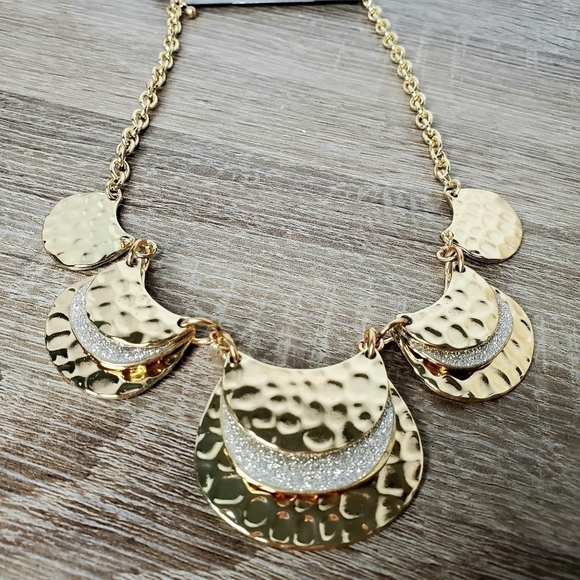APT 9 GOLD‎ SPARKLY STATEMENT NECKLACE NEW - Picture 3 of 11